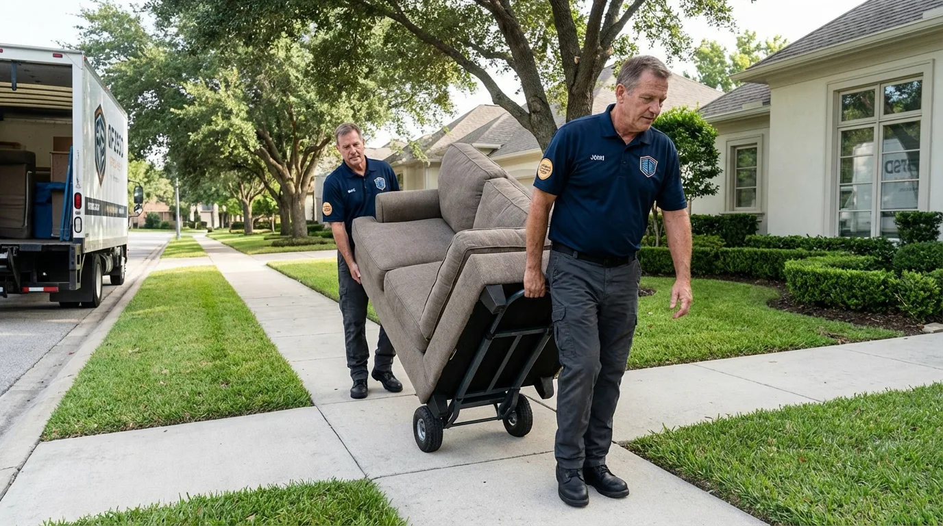 Local residential moving crew loading furniture in Galena, KS