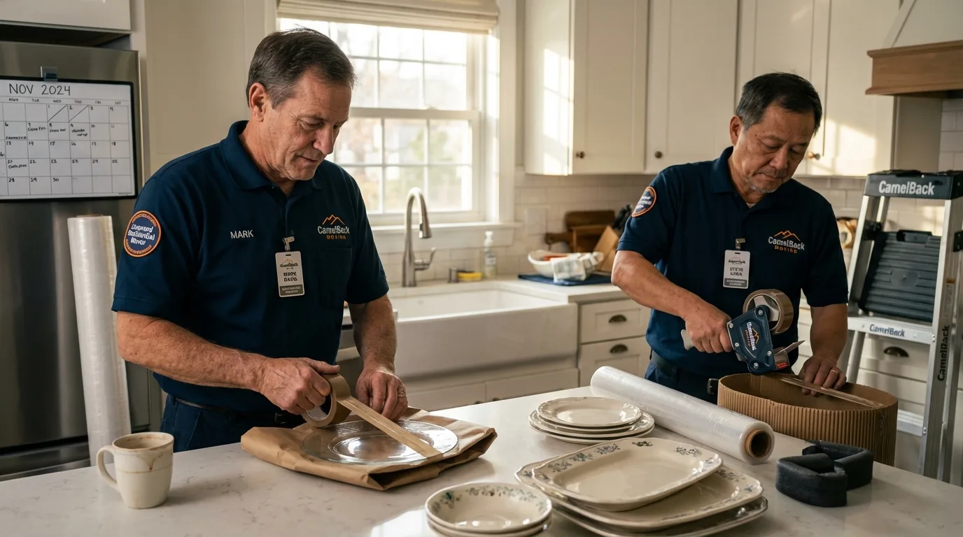 Professional crew packing kitchen dishware in Galena, KS